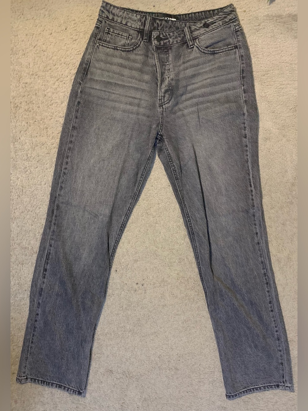 Women’s High-Rise Straight Jeans - Black Acid Washed